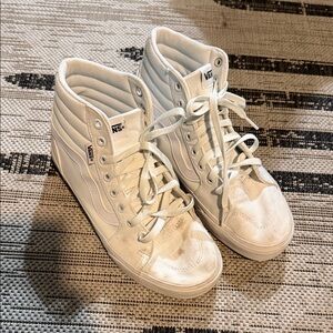 Vans White Women's Sk8-Hi Canvas High-Top Sneakers